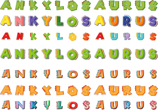 Free vector font design for word ankylosaurus