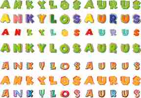 Free vector font design for word ankylosaurus