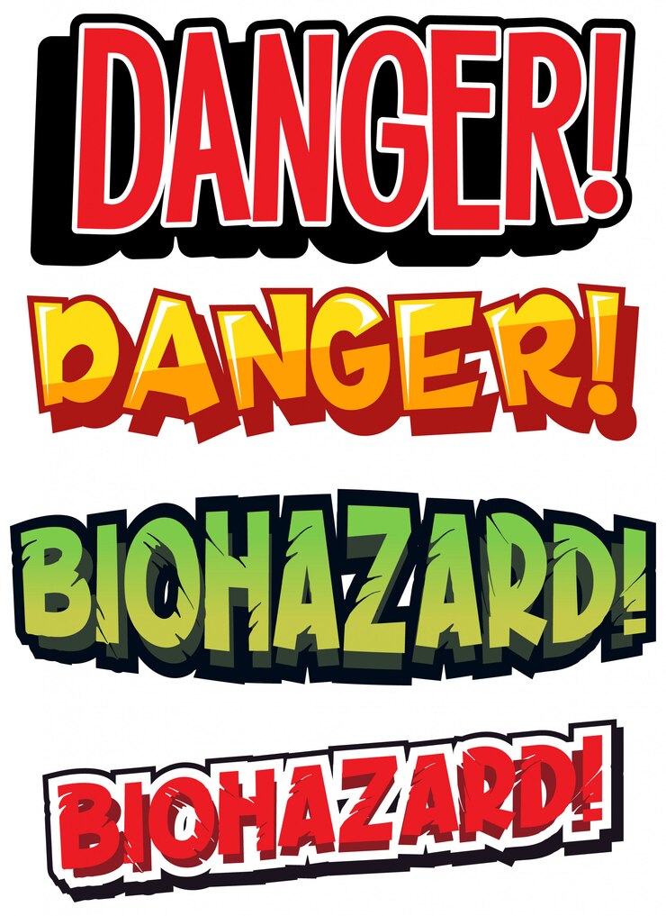 Free Vector font design for word biohazard in different colors