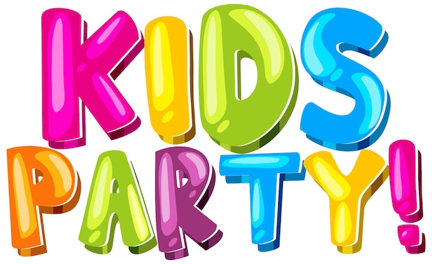 Font design for word kids party with colorful fonts