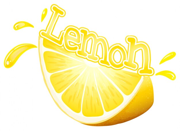 Font design for word lemon with fresh slice of lemon illustration