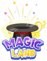 Free vector font design for word magic land with magic hat