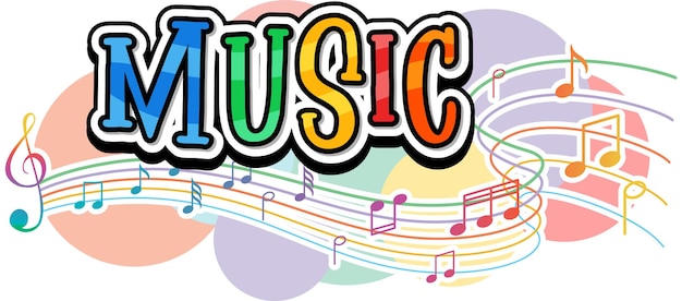 Free vector font design for word music with music notes on white background