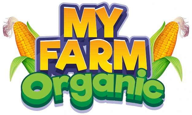 Font design for word my farm with fresh corns