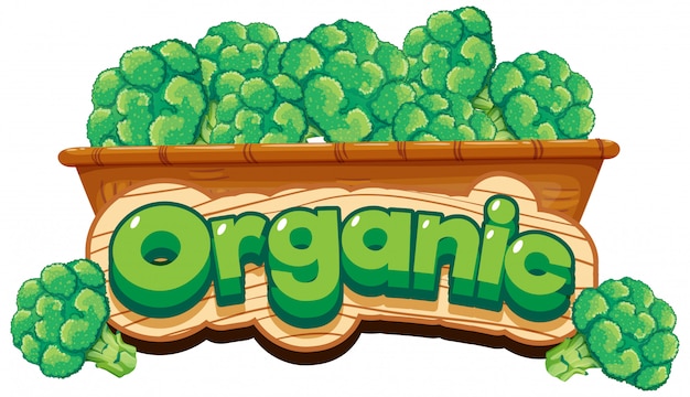 바구니에 brocolli로 유기 단어에 대한 글꼴 디자인