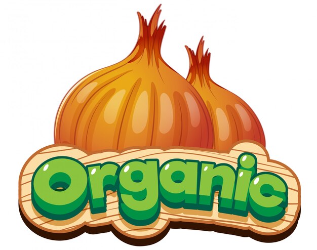 Font design for word organic with fresh onion