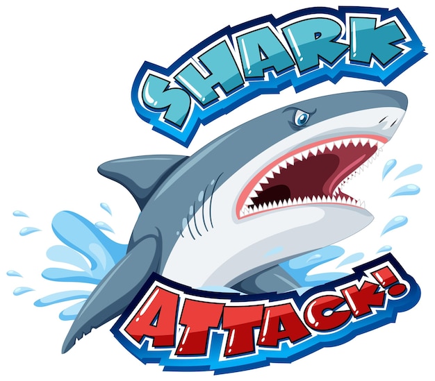 Free vector font design for words shark attack