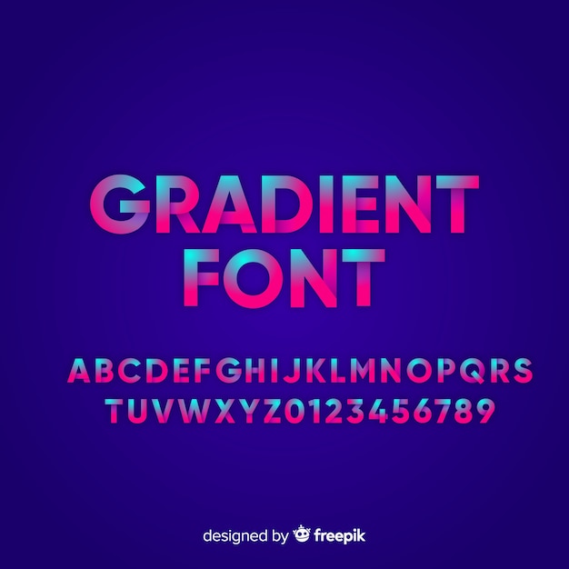 Font with alphabet in gradient style