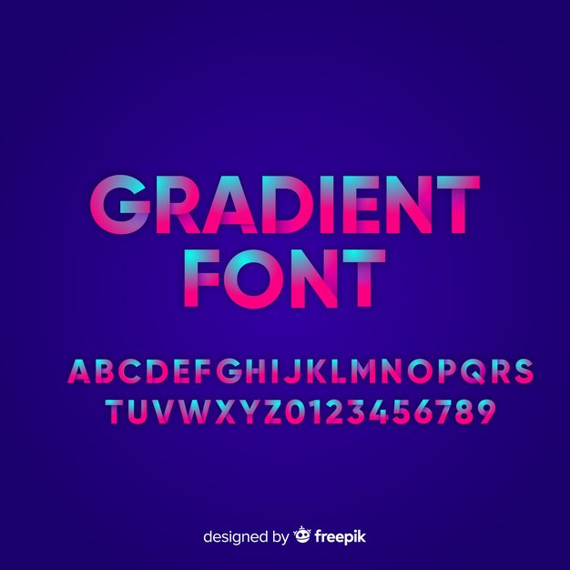 Font with alphabet in gradient style