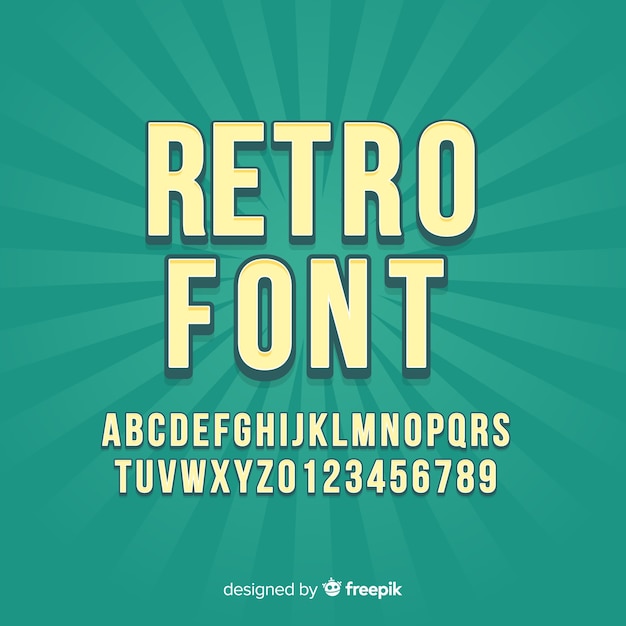 Font with alphabet in retro style