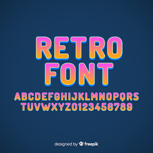Font with alphabet in retro style