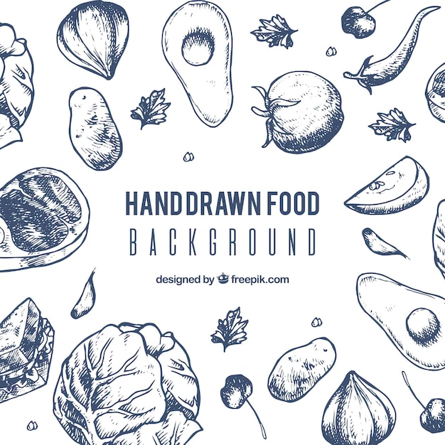 Free Vector food background in hand drawn style