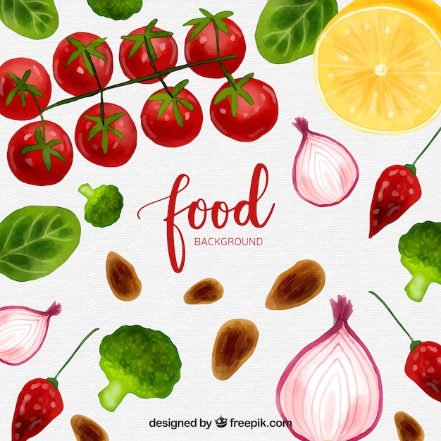 Food background in watercolor style