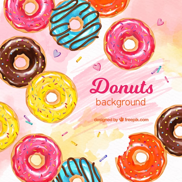 Бесплатное векторное изображение Продовольственная фон с пончиками
