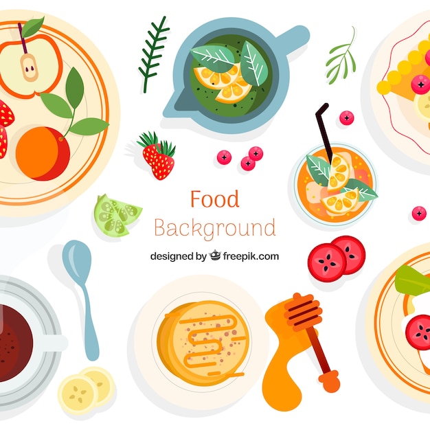 Free vector food background with flat design