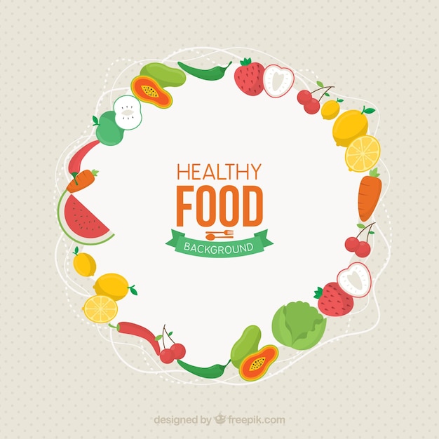 Food background with fruits and vegetables