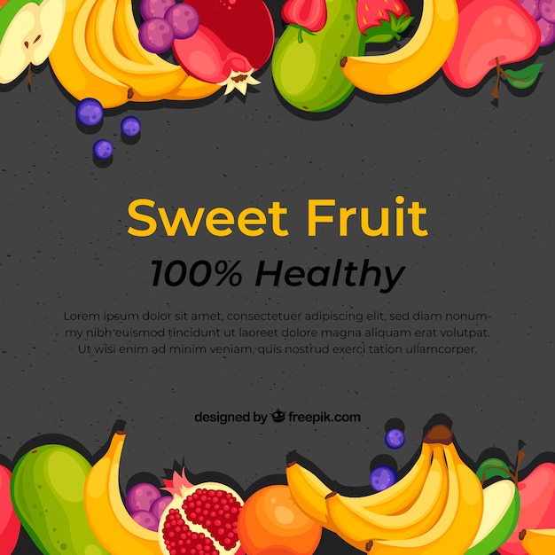 Бесплатное векторное изображение Продовольственная фон с фруктами