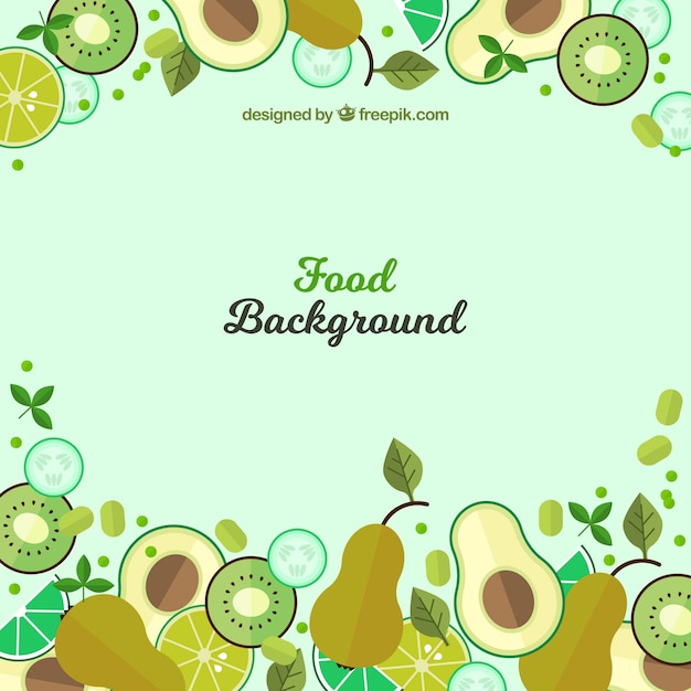 Food background with green flat fruits