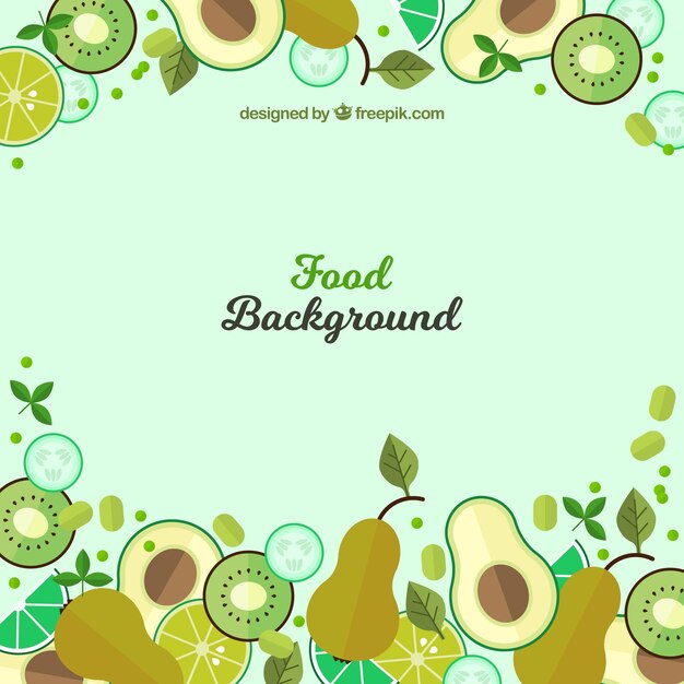 Food background with green flat fruits