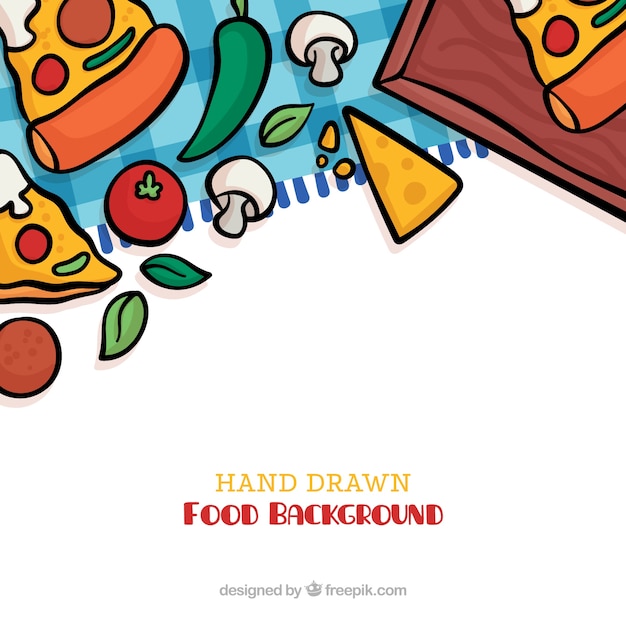 Free vector food background with hand drawn style