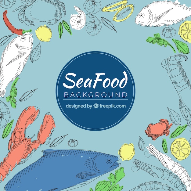 Продовольственная фон с морепродуктами