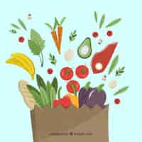 Бесплатное векторное изображение Пища фон с овощами