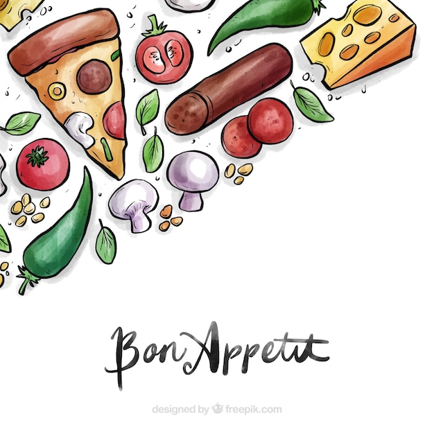 Food background with watercolor style