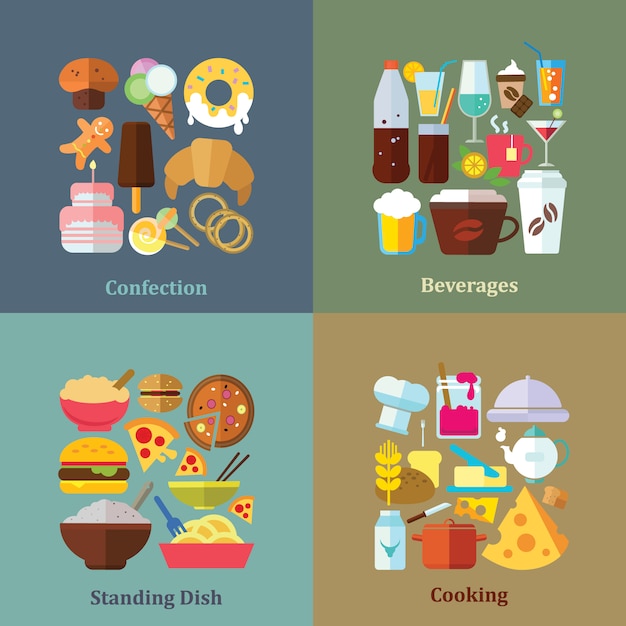 Бесплатное векторное изображение Коллекции продуктов питания фоны