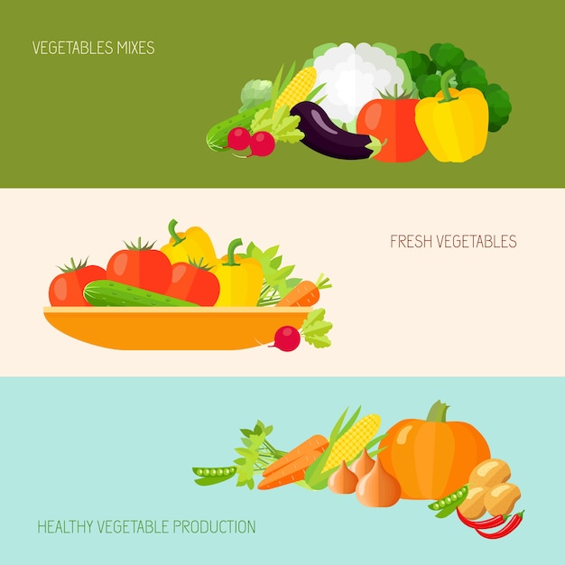 Free vector food banners with colorful vegetables