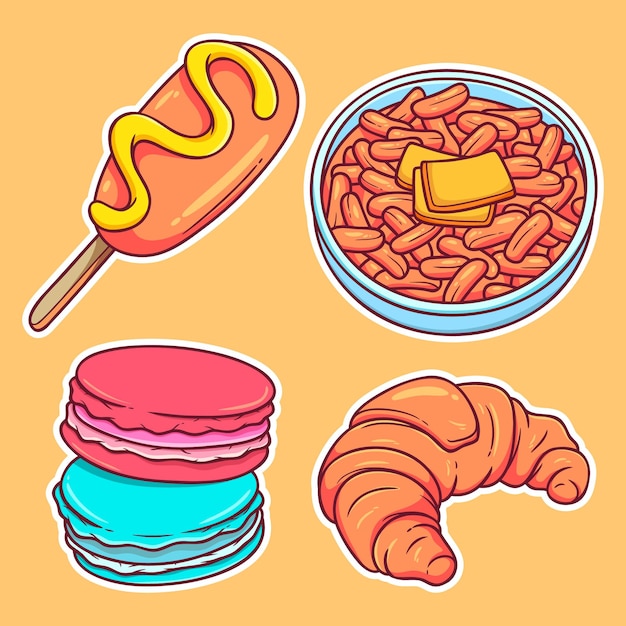 Food and beverage sticker hand drawn coloring