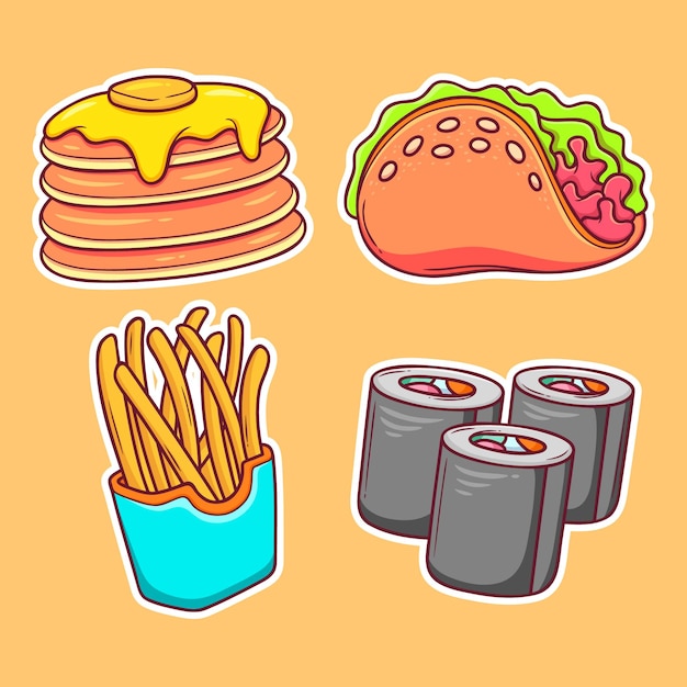 Food And Beverage Sticker Hand Drawn Coloring