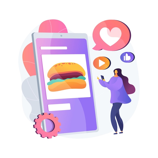 Free vector food blogging abstract concept   illustration. food hunter review, appetizing photos, social media, attract followers, blog post, online cooking, streaming, street food