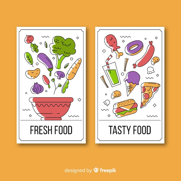 Free vector food card collection
