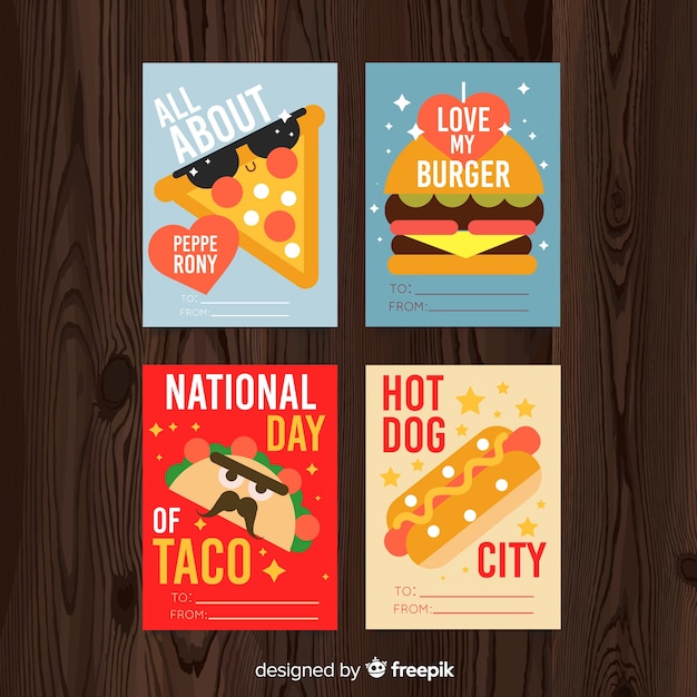 Free vector food card collection