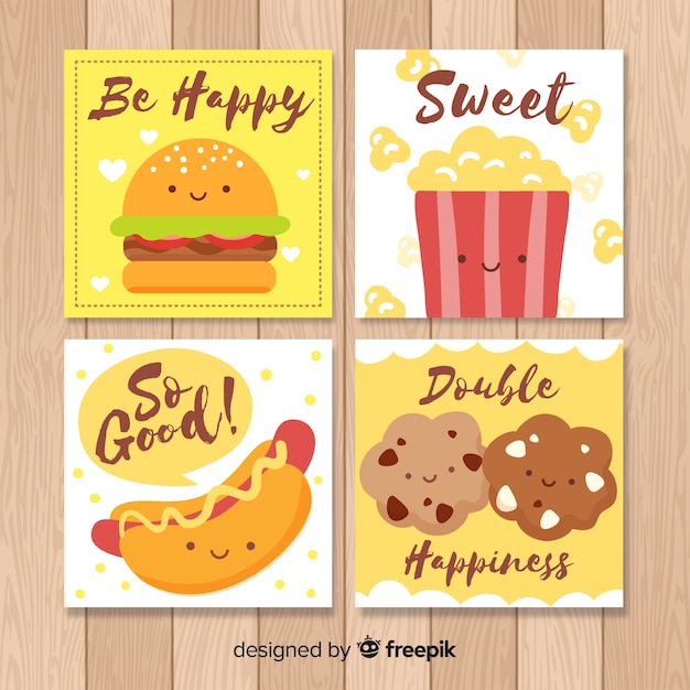 Free vector food card collection