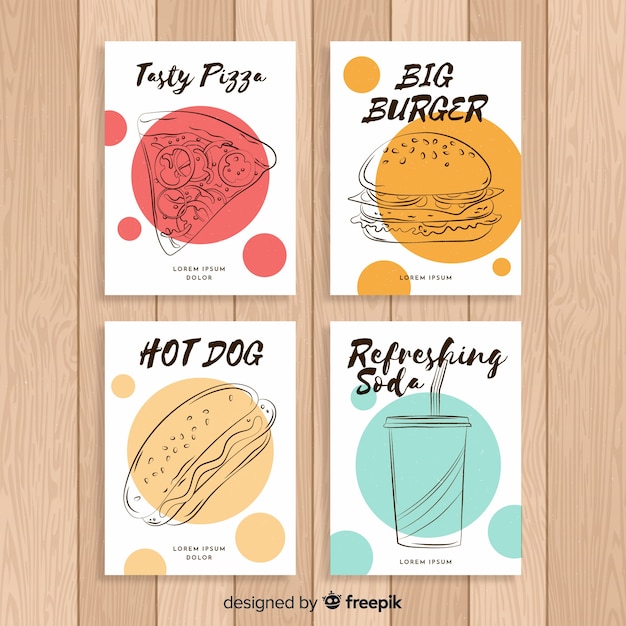 Free vector food card collection