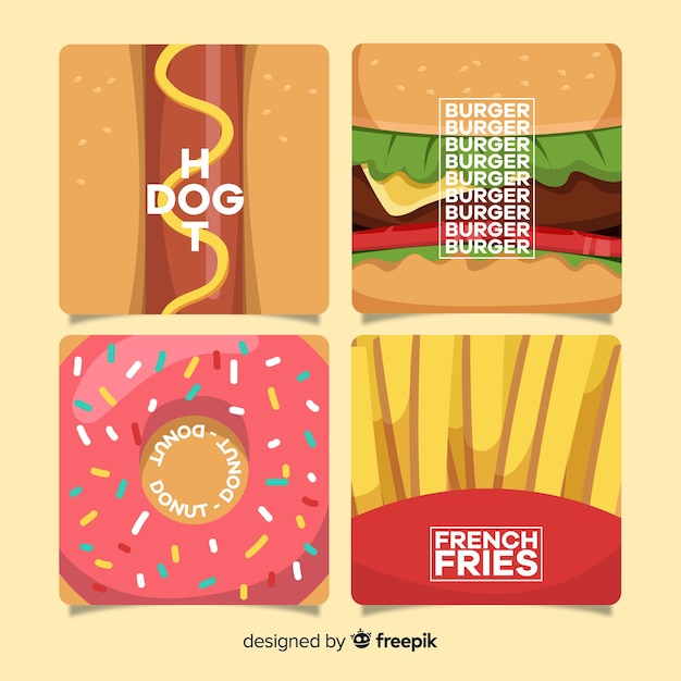 Free vector food card collection