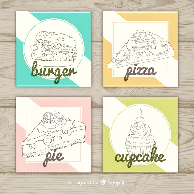 Free vector food card collection