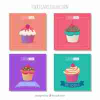 Free vector food cards collection with cupcakes