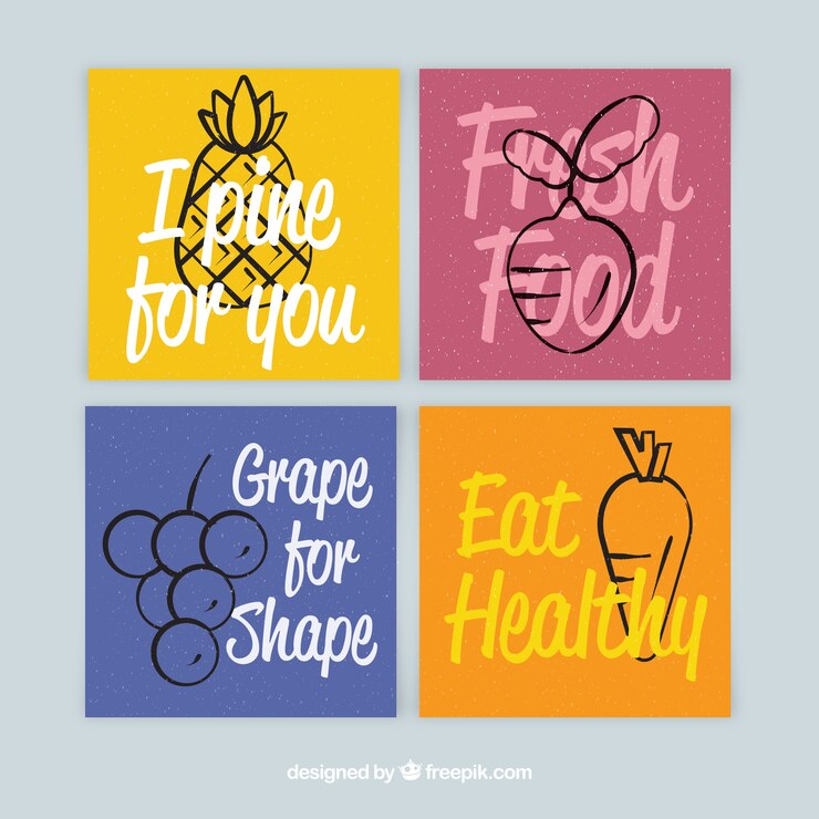 Free Vector food cards collection with fruits
