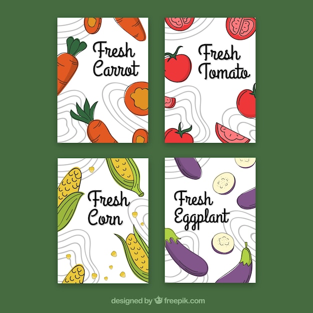 Food cards collection with vegetables