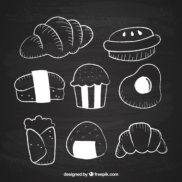 Free vector food collection in chalkboard style