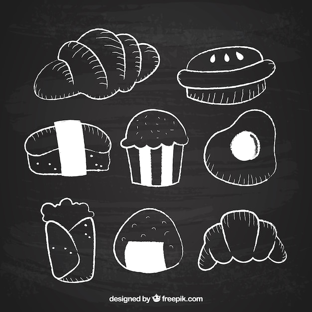 Food collection in chalkboard style