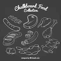 Free vector food collection in chalkboard style
