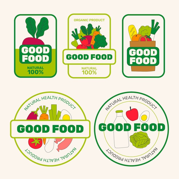 Free vector food collection label design