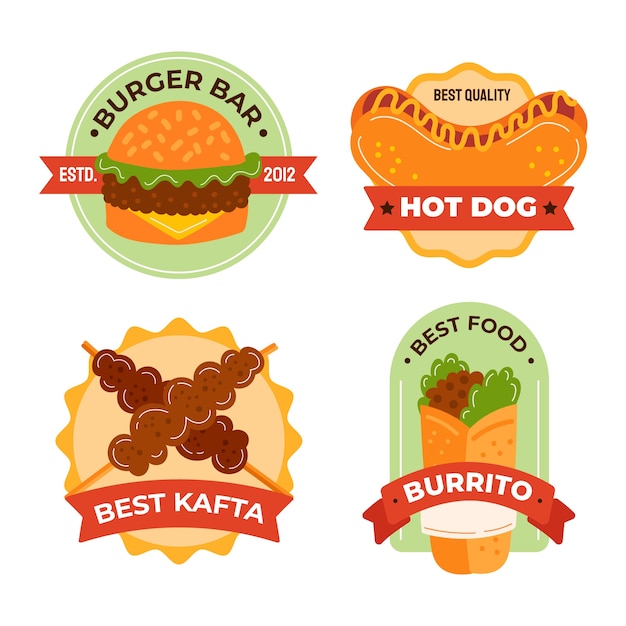 Free vector food collection label design