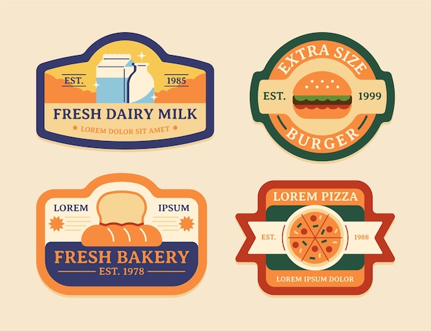 Free vector food collection label design