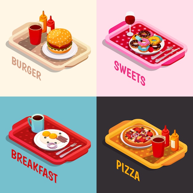 Free vector food cooking isometric concept