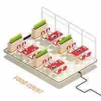 Free vector food court isometric concept