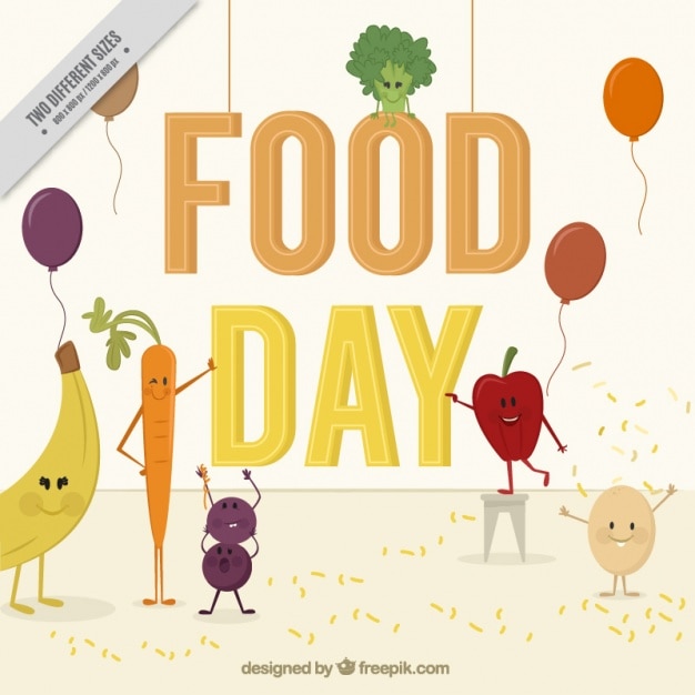 Free vector food day background with fruit and vegetables